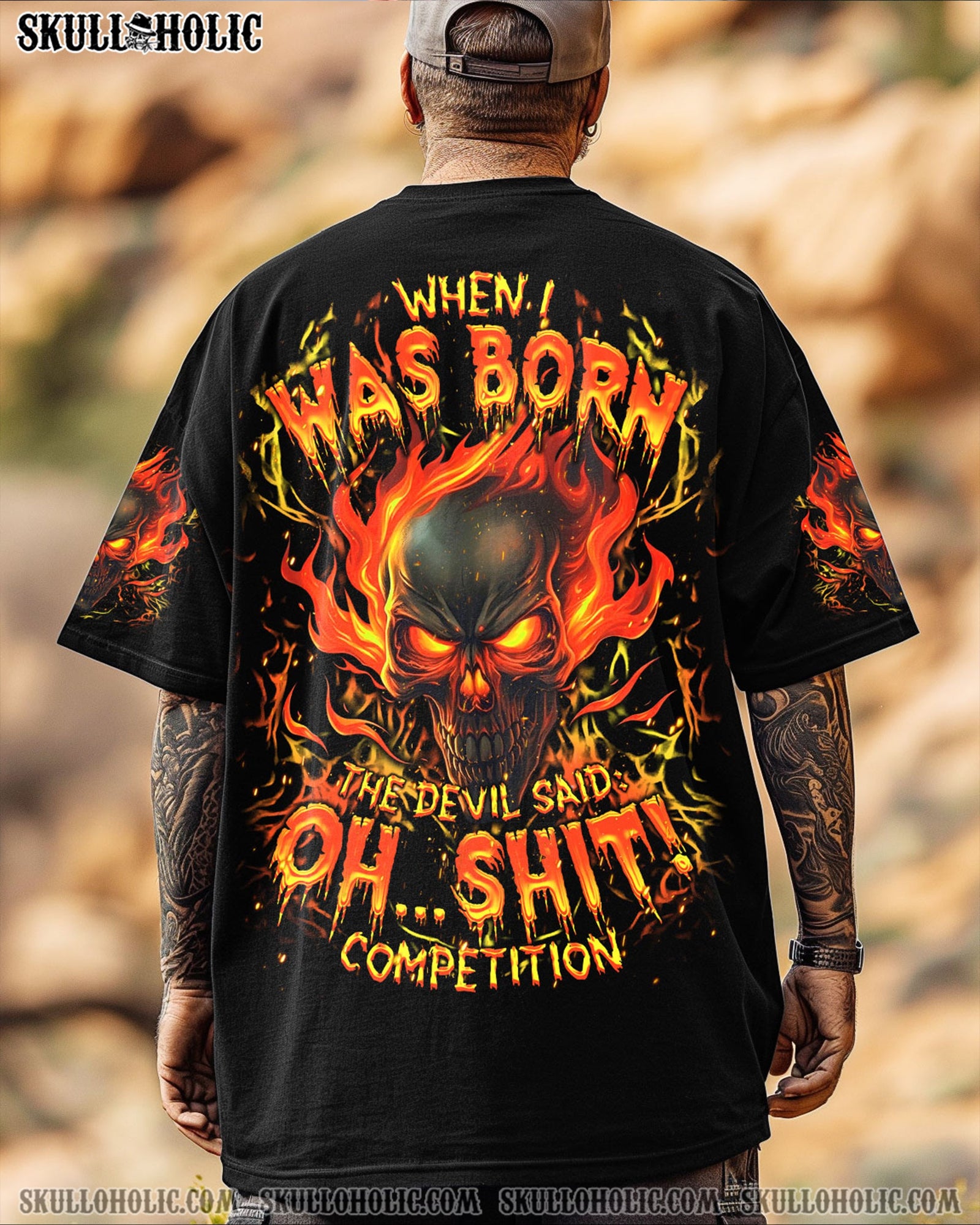 BLISSCORNERS WHEN I WAS BORN FIRE SKULL ALL OVER PRINT