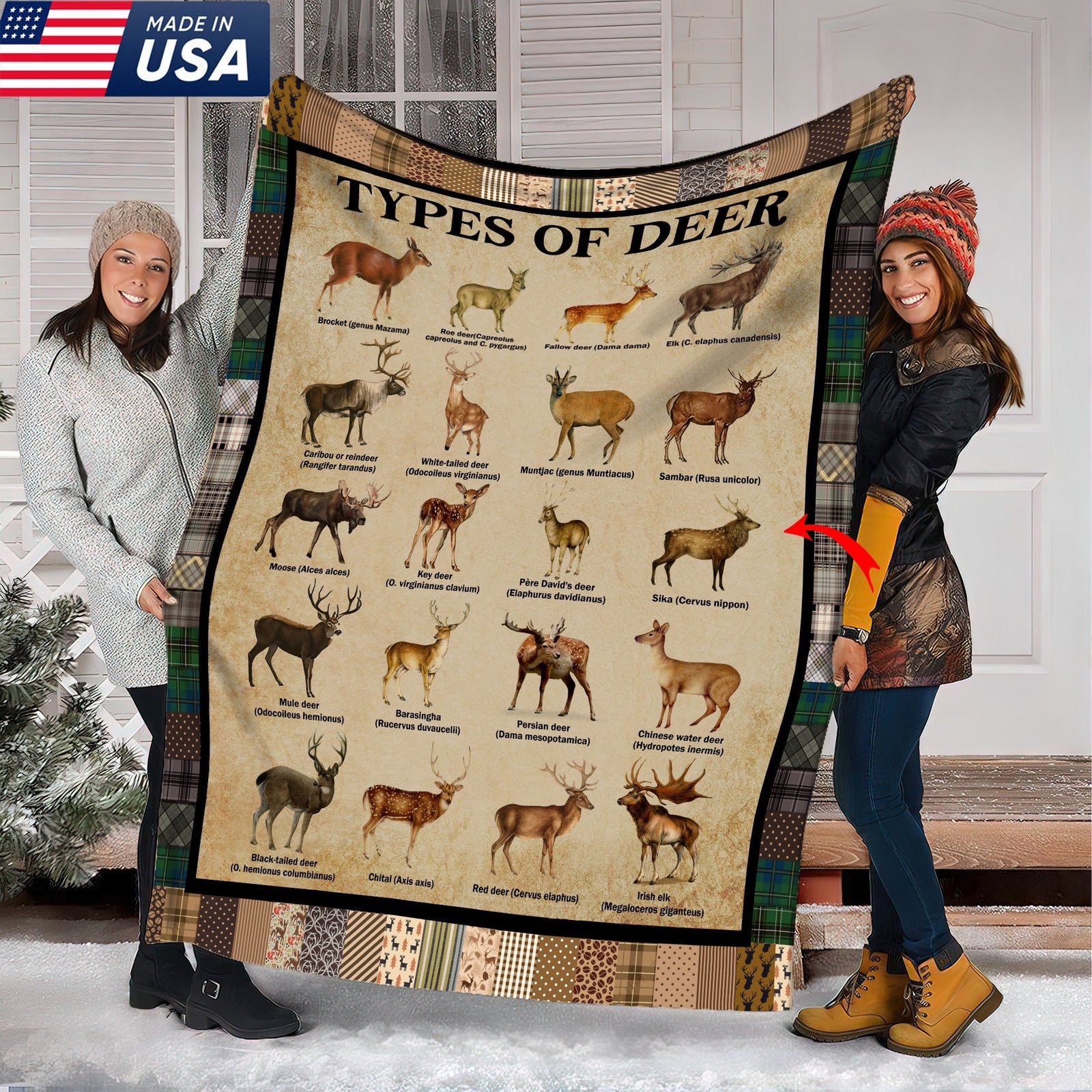 Blisscorners Types of Deer Hunting Fleece Blanket - Perfect Cabin & Lodge Decor - Cozy Wildlife Lover Gift LM1611