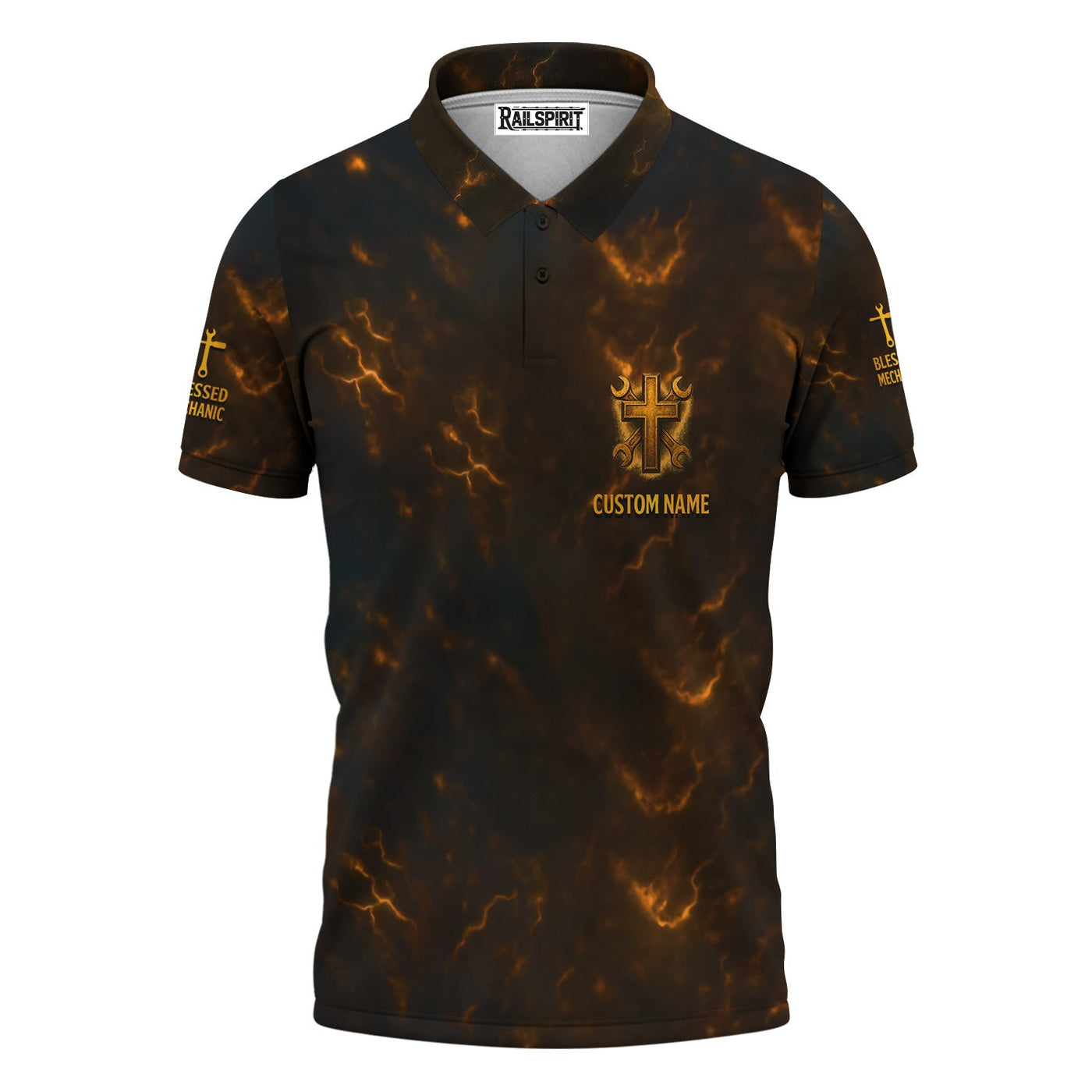 Blisscorners Personalized Mechanic Shirt, Mechanic's Prayer, Wrenchs and Cross Design, Gift For Men