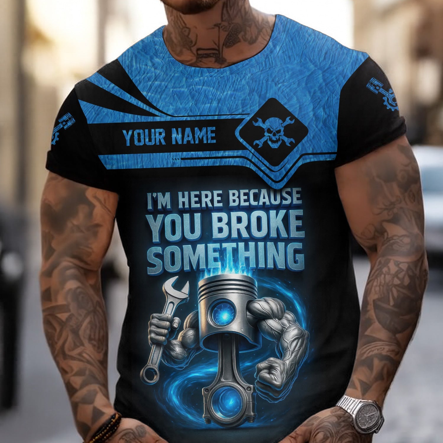 Blisscorners Custom Name Mechanic Shirt I'm Here Because You Broke Something T Shirt