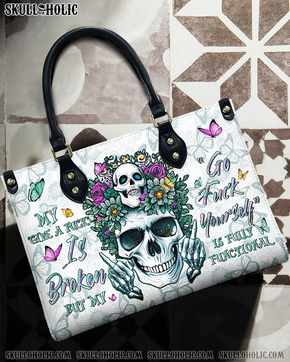 BLISSCORNERS MY GIVE A F IS BROKEN LEATHER HANDBAG