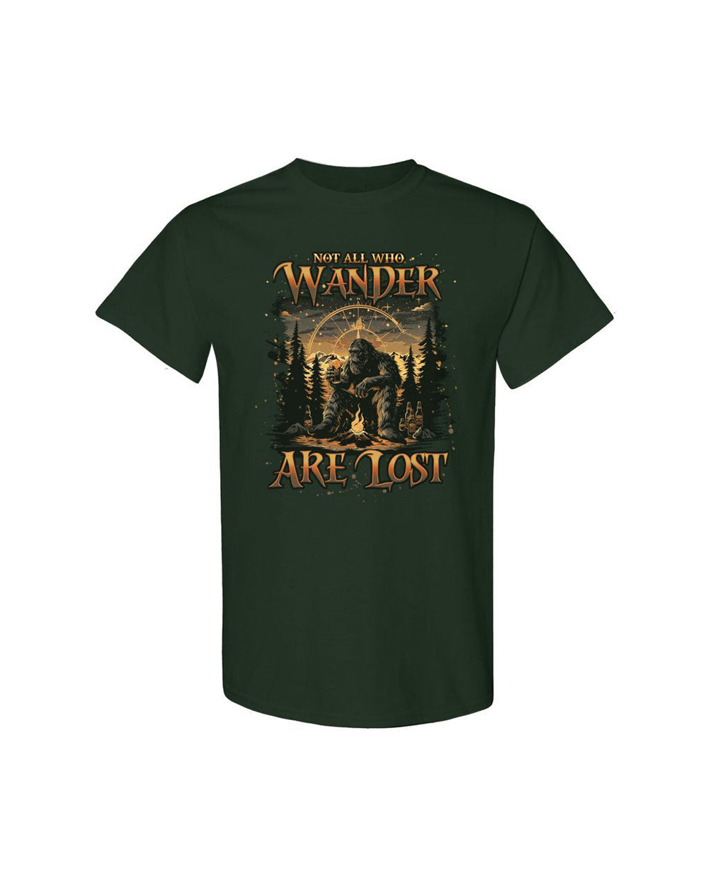 BLISSCORNERS NOT ALL WHO WANDER ARE LOST BIGFOOT COMPASS  COTTON SHIRT