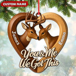 Blisscorners Personalized Couples Deer Christmas Ornament, Custom Heart â€œYou and Me We Got Thisâ€, Custom Name Buck and Doe Gift for Boyfriend Girlfriend