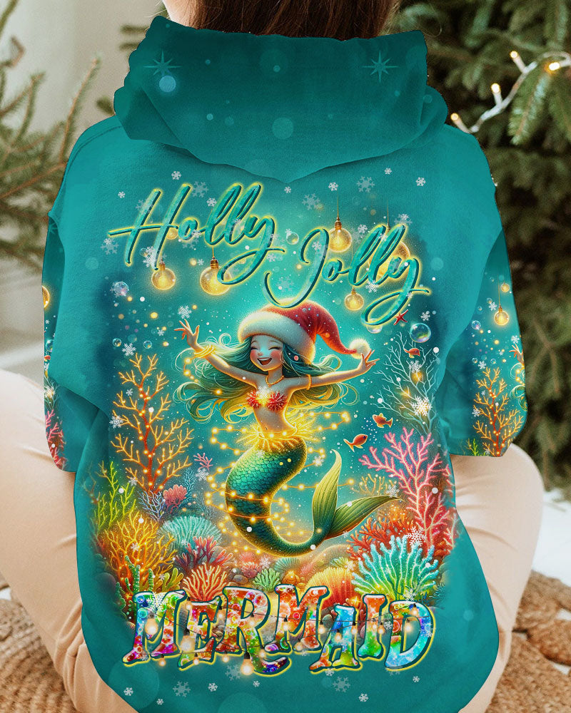 BLISSCORNERS HOLLY JOLLY MERMAID CHRISTMAS ALL OVER PRINT