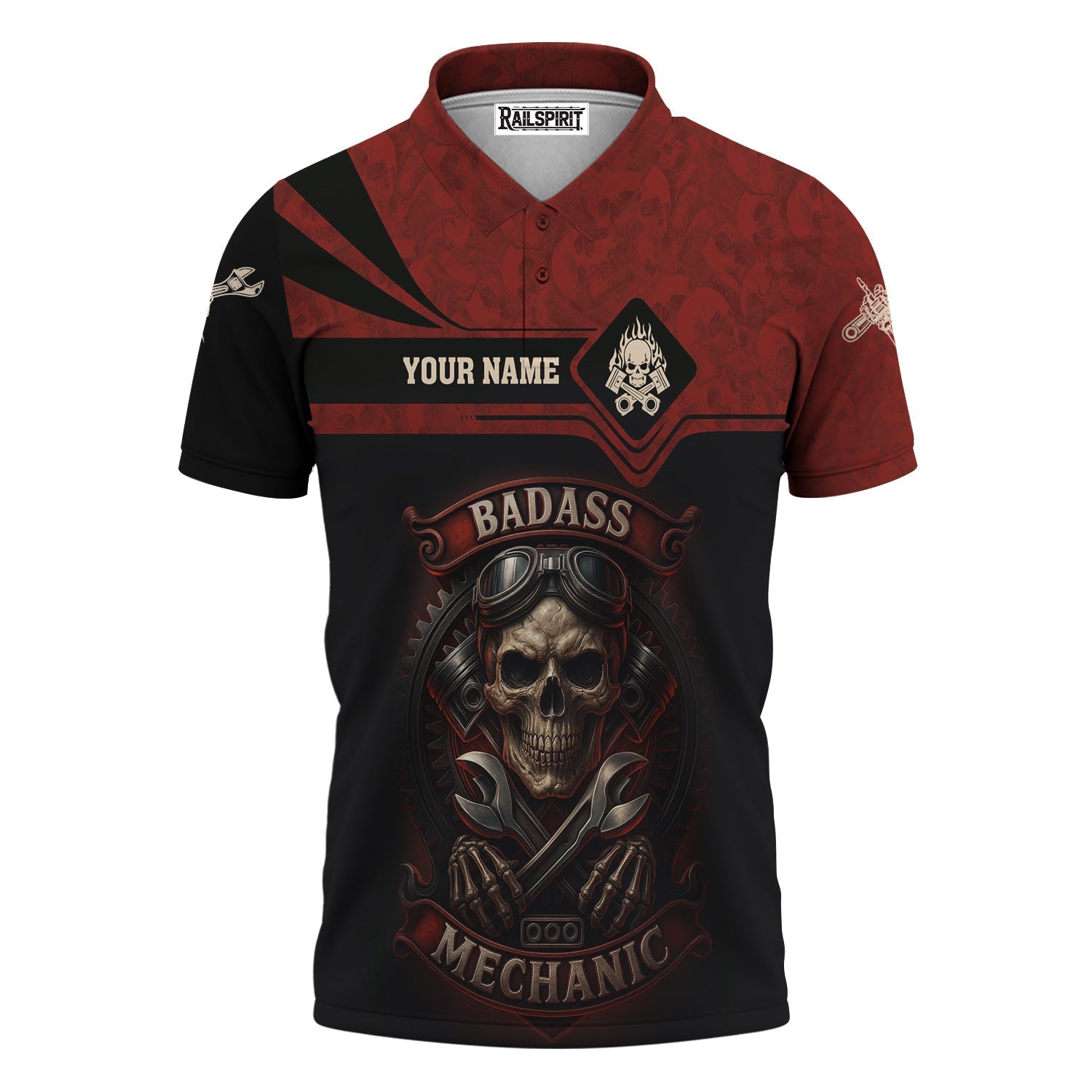 Blisscorners Personalized T-Shirt I Can Fix It But I Will Cuss The Whole Time Badas Mechanic Skull Style Shirt For Mechanics