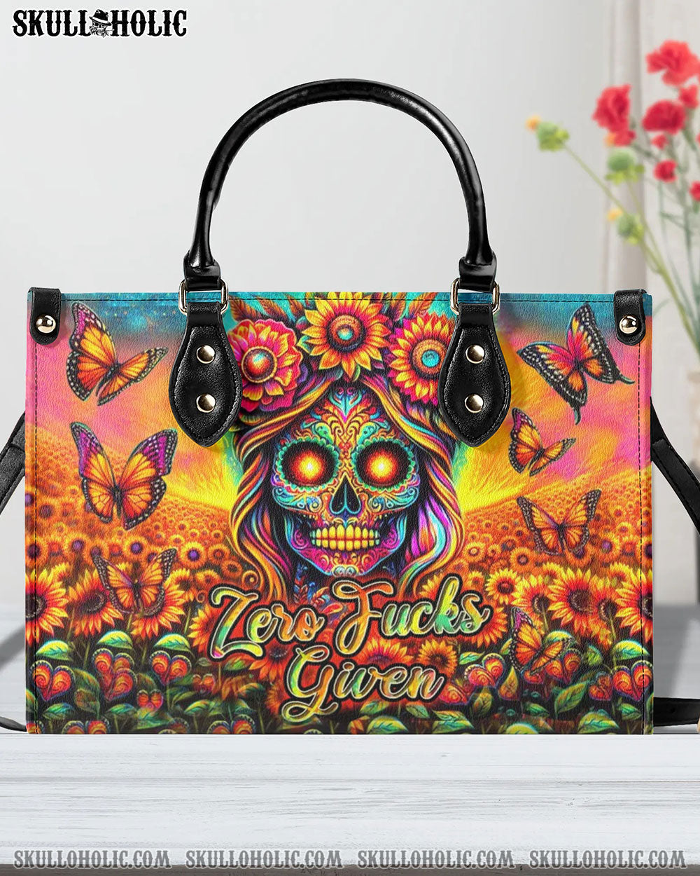 BLISSCORNERS ZERO F GIVEN SKULL SUNFLOWER LEATHER HANDBAG