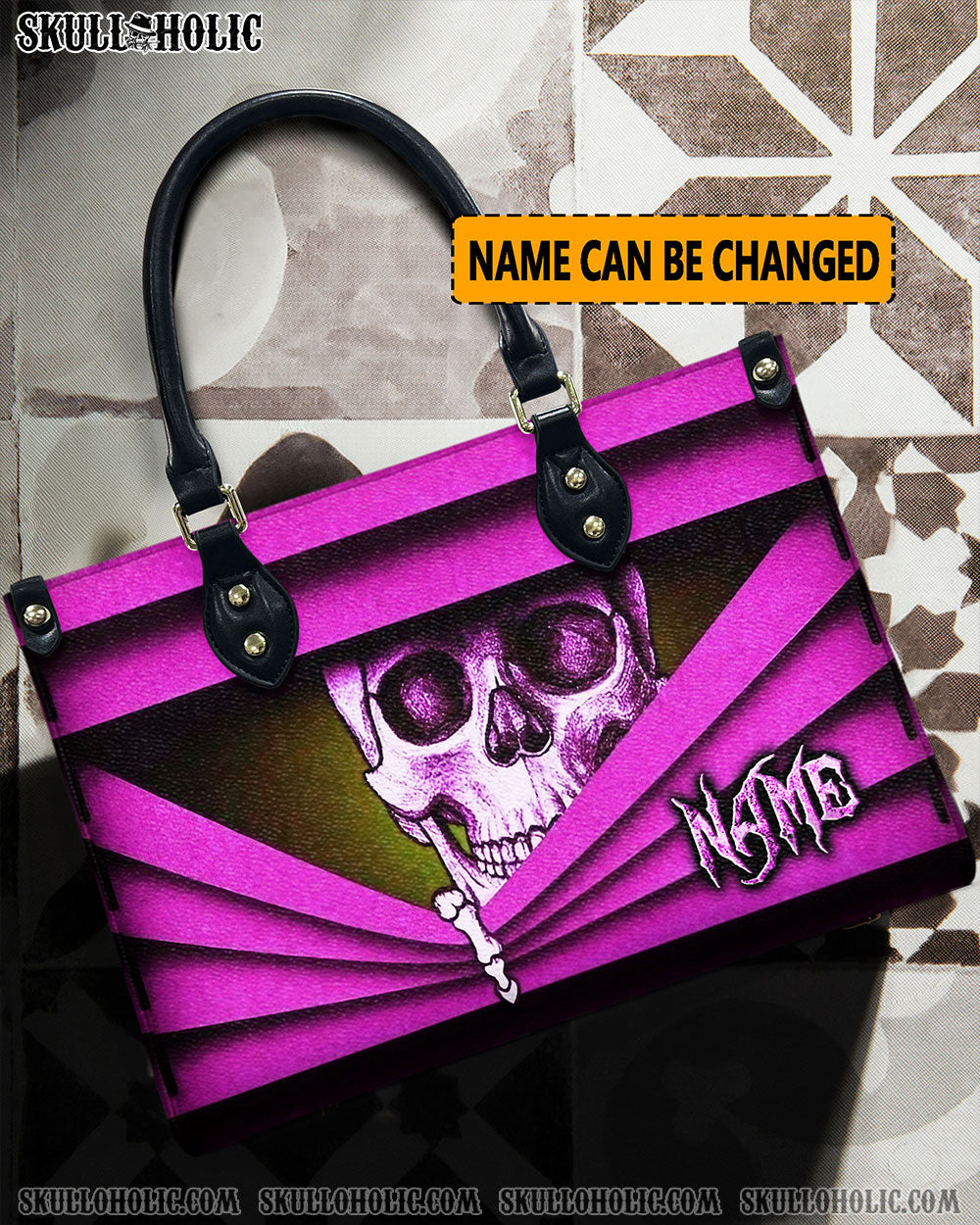 BLISSCORNERS PINK SKULL LEATHER HANDBAG