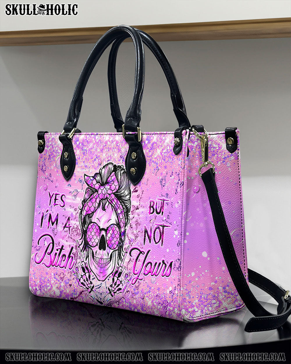 BLISSCORNERS YES I'M A B BUT NOT YOURS LEATHER HANDBAG