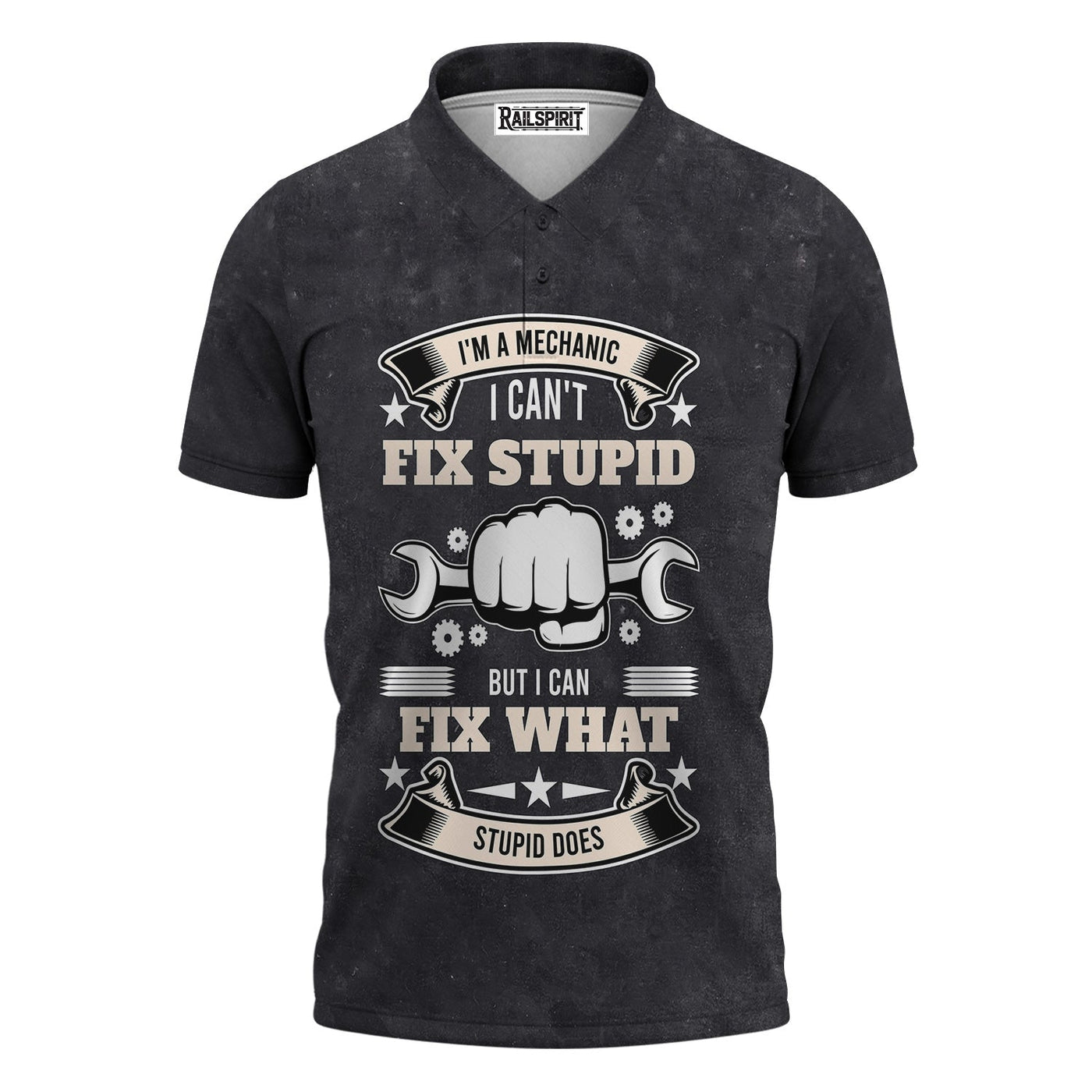 Blisscorners Vintage Mechanic Unisex I'm A Mechanic I Can't Fix Stupid Black Shirt All Over Print