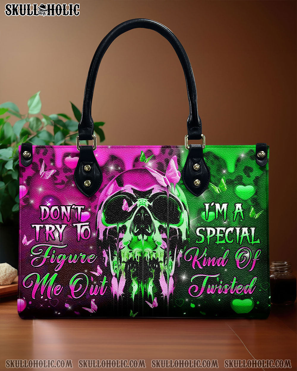 BLISSCORNERS DON'T TRY TO FIGURE ME OUT LEATHER HANDBAG