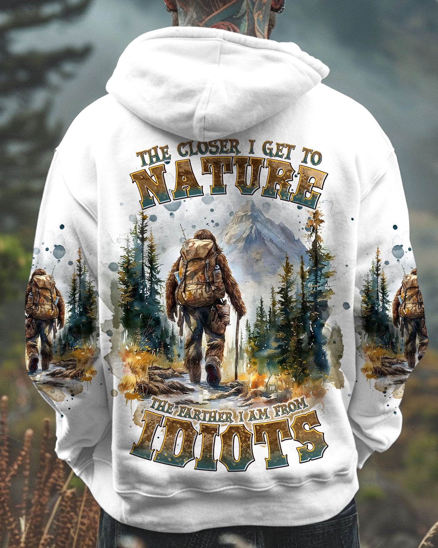 BLISSCORNERS THE CLOSER I GET TO NATURE BIGFOOT HIKING ALL OVER PRINT
