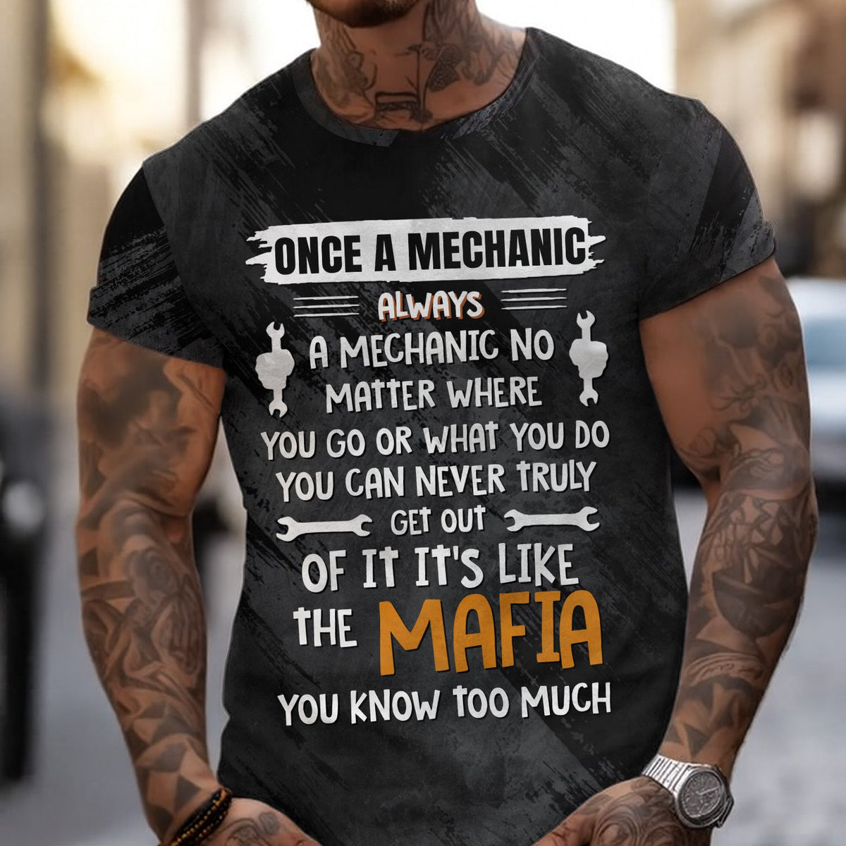 Blisscorners Funny Once A Mechanic Always A Mechanic Shirt No Matter Where You Go Black Unisex T Shirt