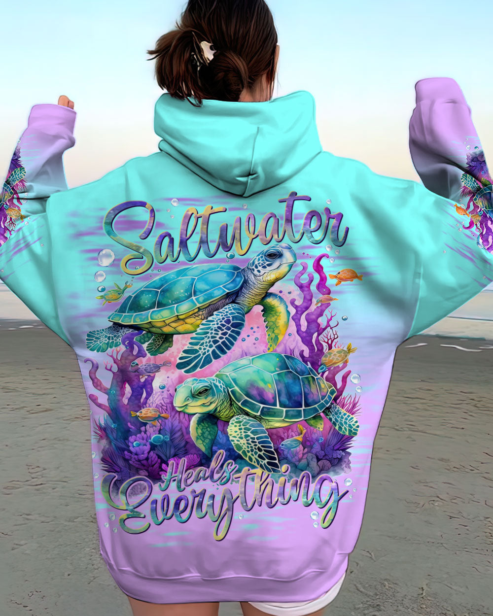 BLISSCORNERS SALTWATER HEALS EVERYTHING TURTLE ALL OVER PRINT