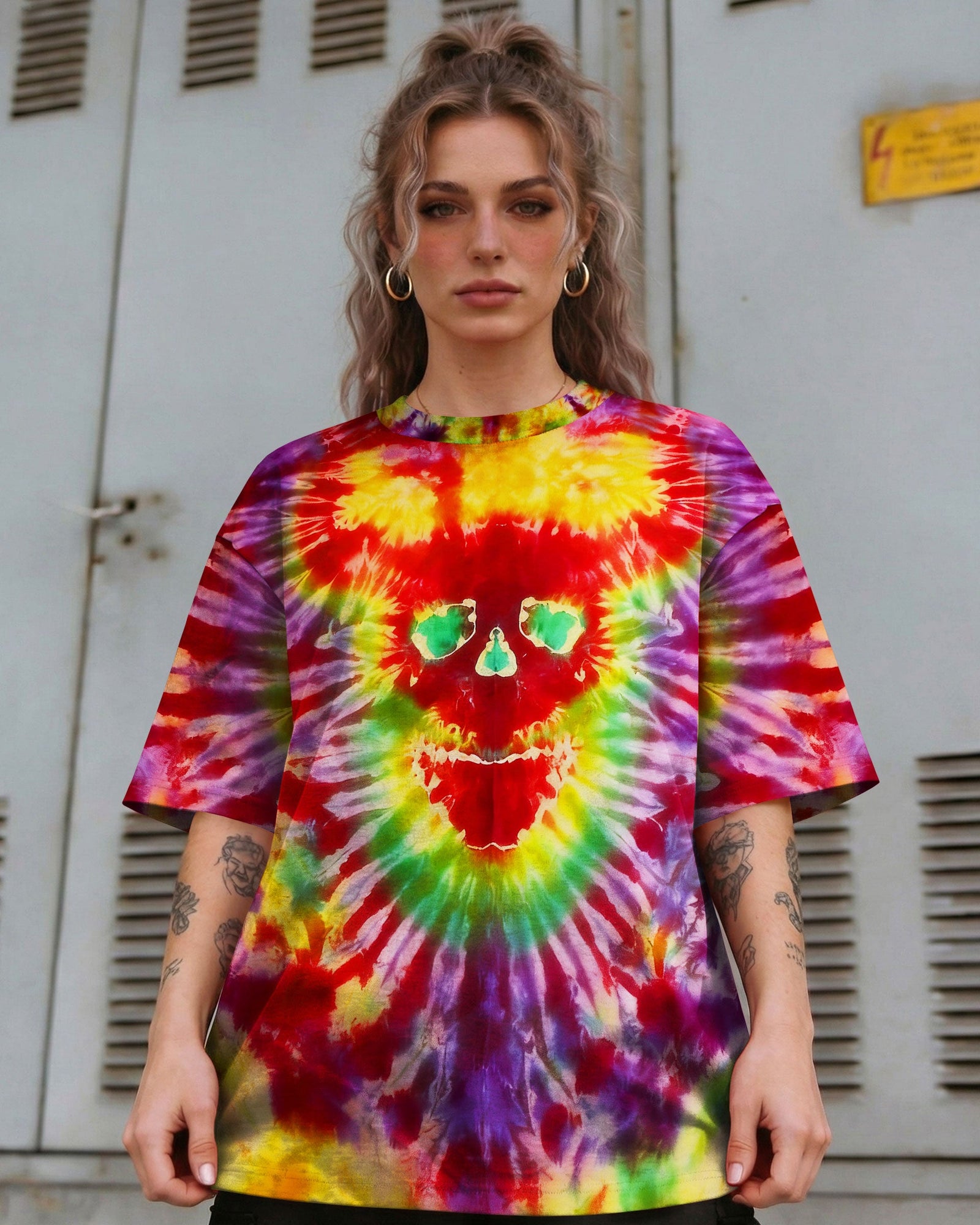BLISSCORNERS DEMON SKULL TIE DYE  ALL OVER PRINT