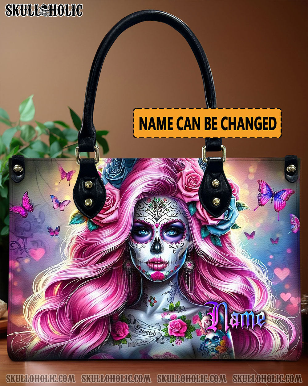 BLISSCORNERS SUGAR SKULL WOMAN LEATHER HANDBAG