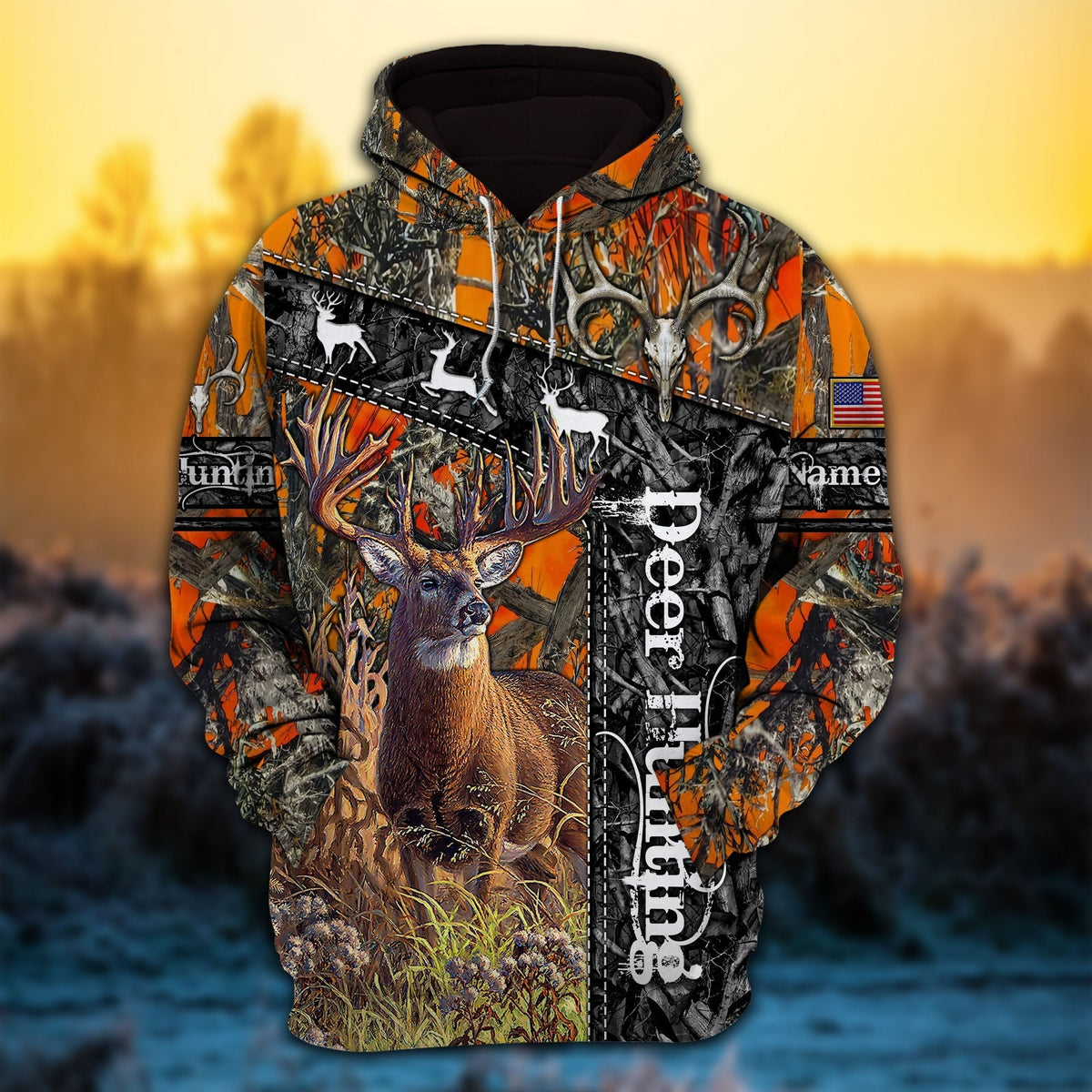 Blisscorners Customized Name Deer Hunting Camo 3D Hoodie (3 Colors)