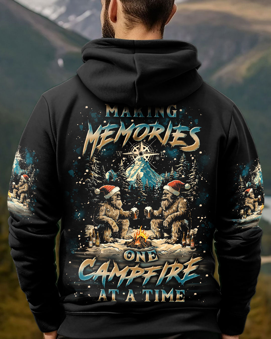 BLISSCORNERS MAKING MEMORIES ONE CAMPFIRE BIGFOOT CHRISTMAS ALL OVER PRINT