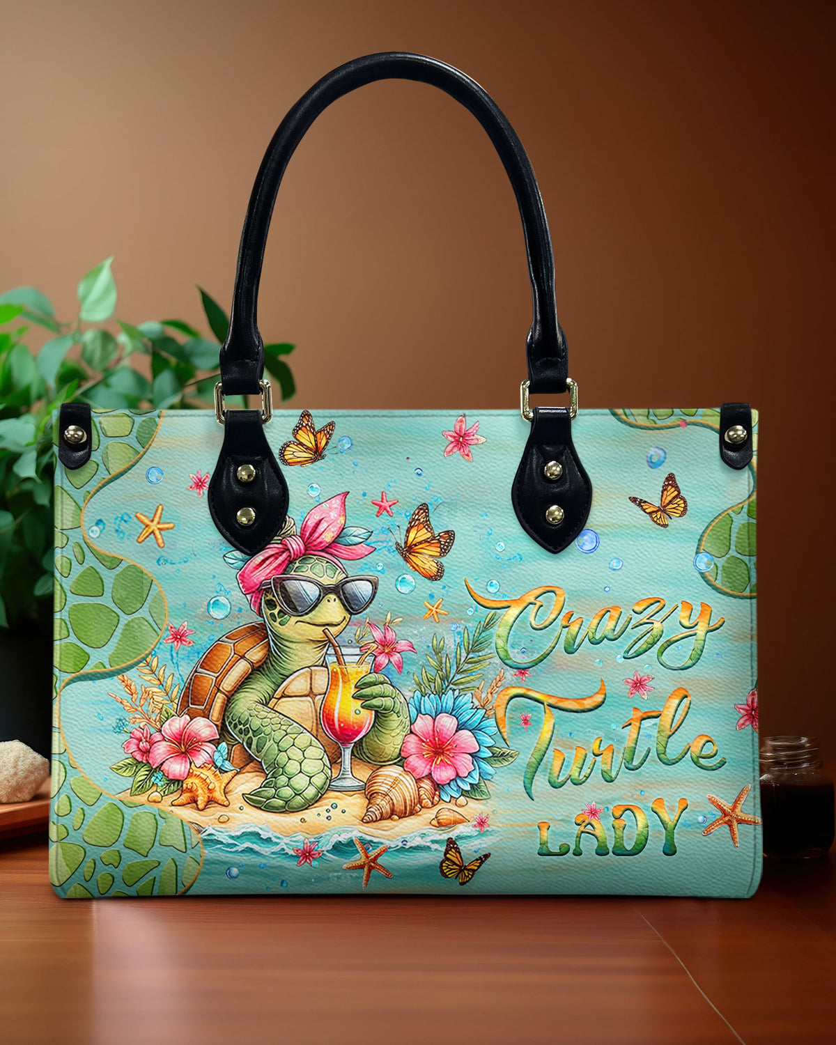 BLISSCORNERS CRAZY TURTLE LADY LEATHER HANDBAG