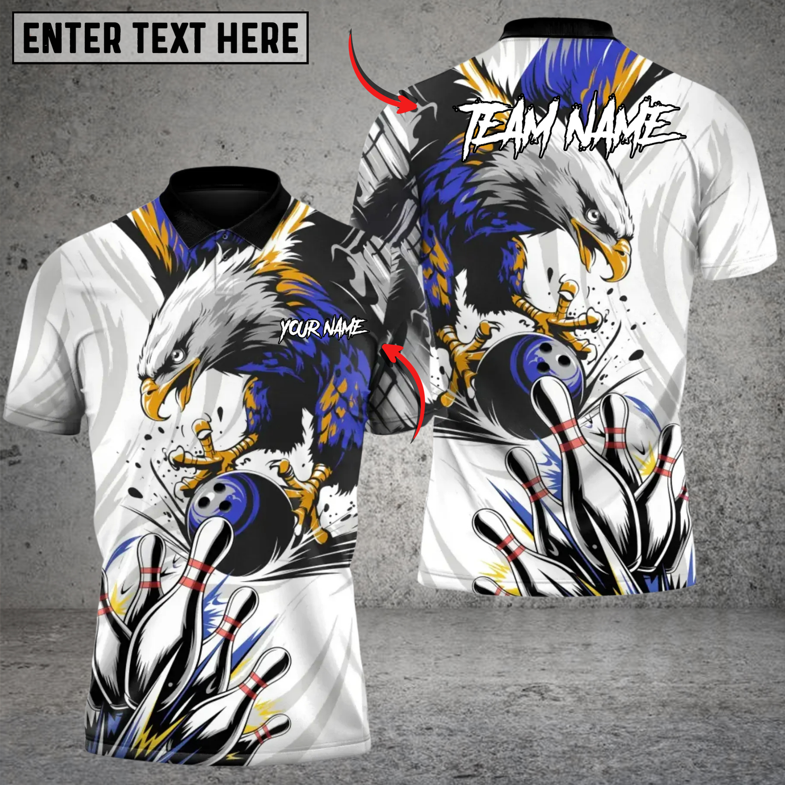 Blisscorners Bowling Eagle Strike Multicolor Customized Name, Team Name 3D Shirts