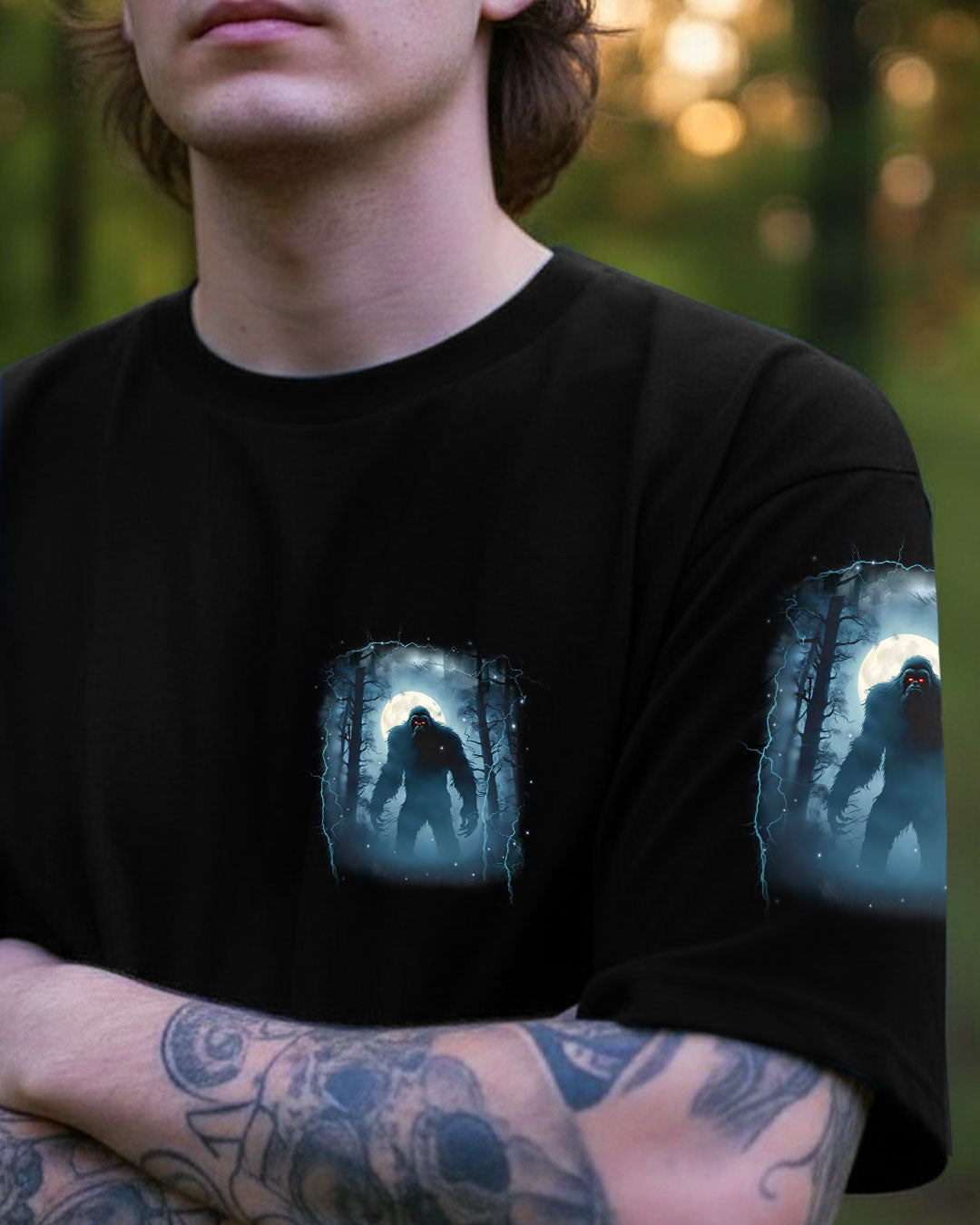 BLISSCORNERS HELLO DARKNESS MY OLD FRIEND BIGFOOT ALL OVER PRINT