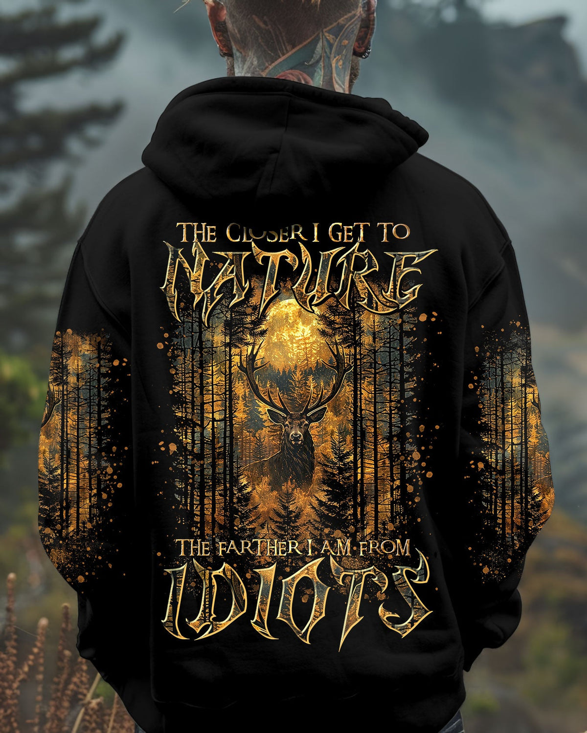 BLISSCORNERS THE CLOSER I GET TO NATURE DEER HUNTING ALL OVER PRINT