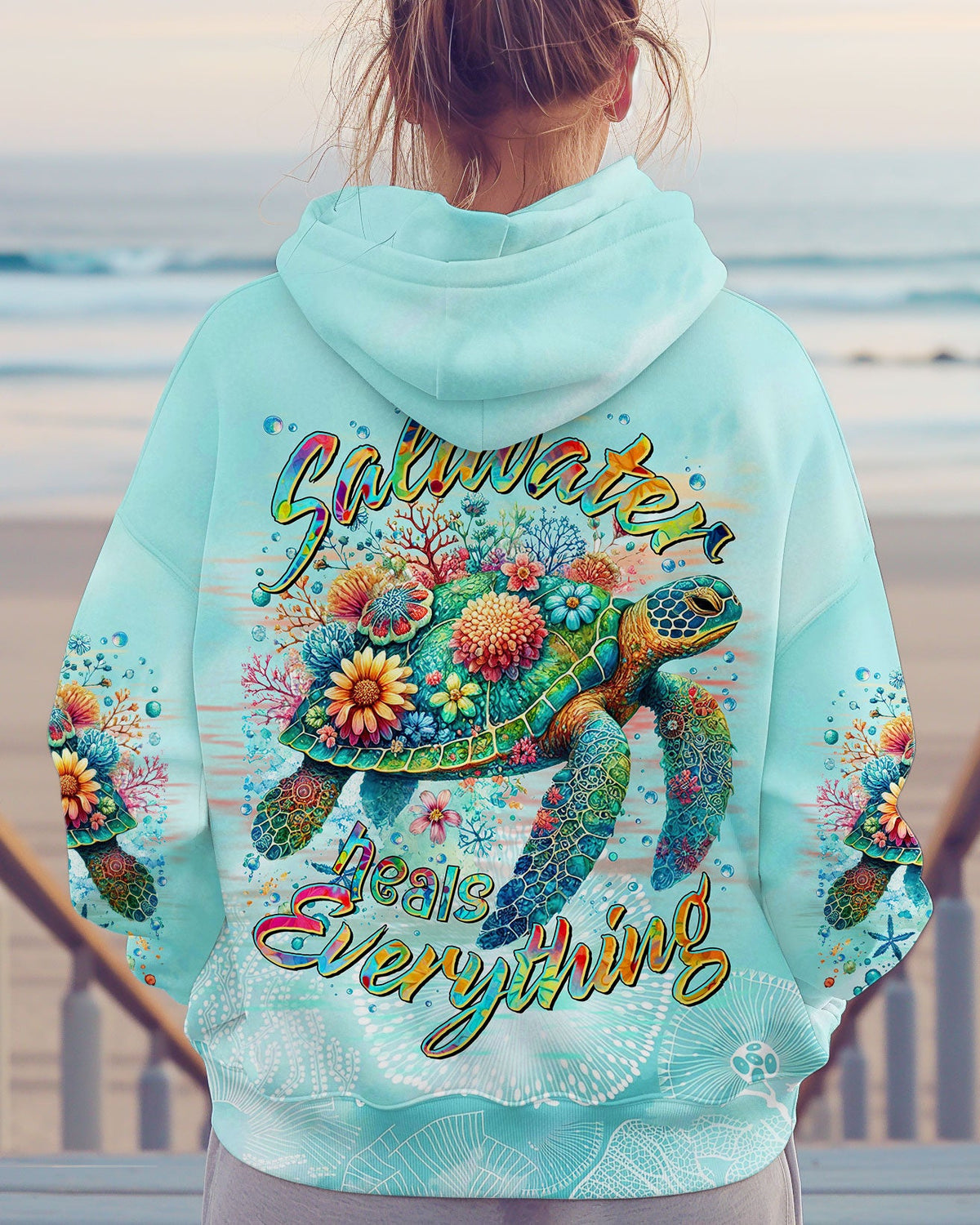 BLISSCORNERS SALTWATER HEALS EVERYTHING TURTLE ALL OVER PRINT
