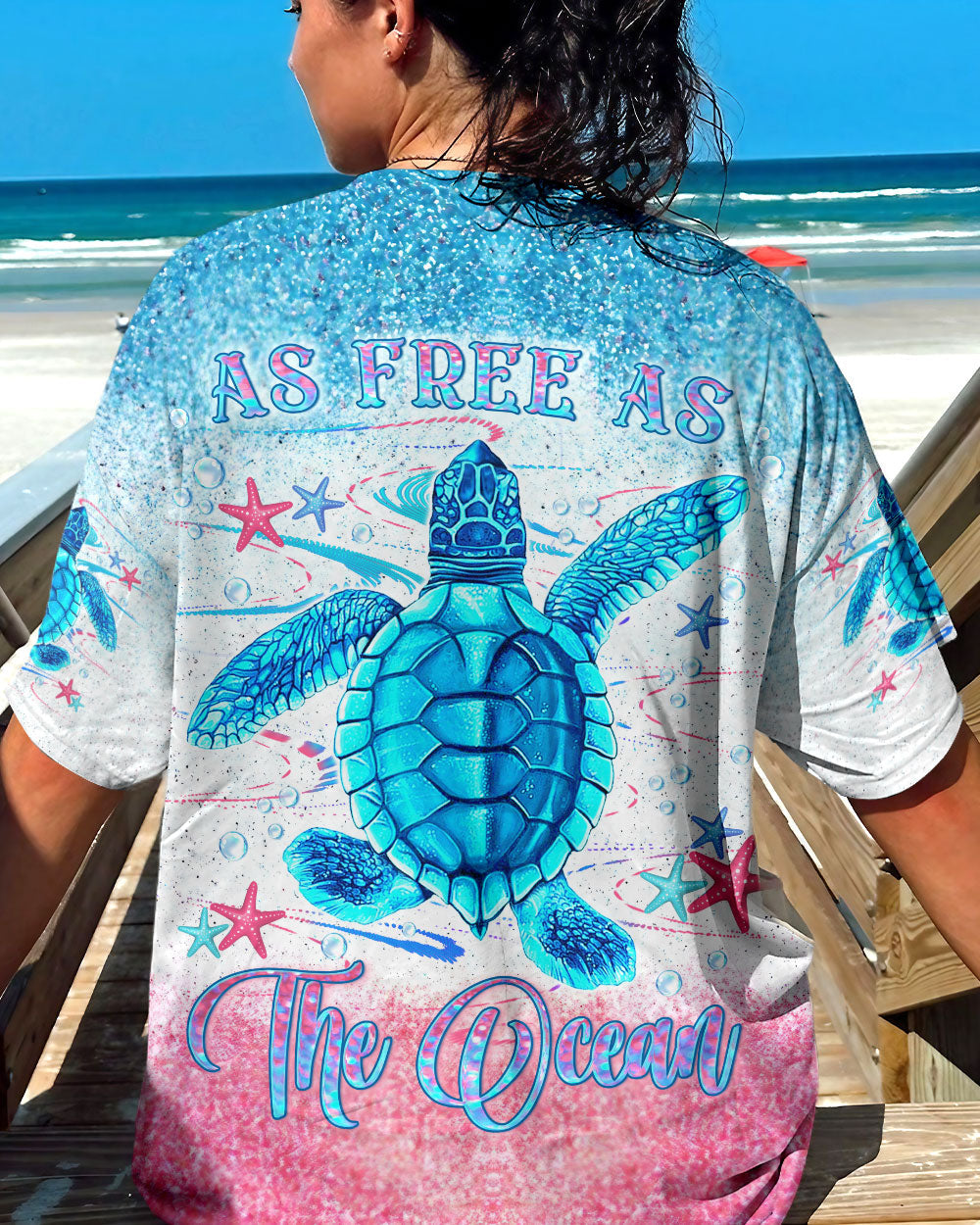 BLISSCORNERS AS FREE AS THE OCEAN TURTLE ALL OVER PRINT