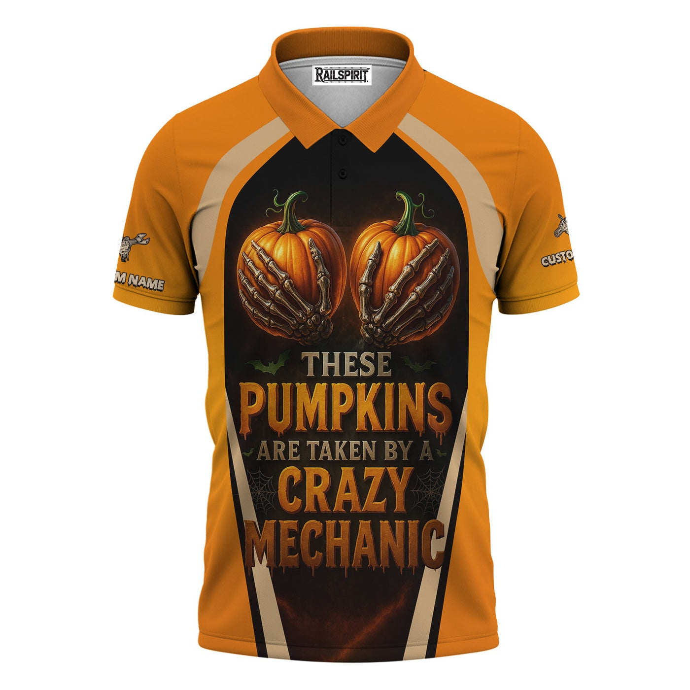 Blisscorners Personalized Mechanic Shirt, Funny Halloween Design These Pumpkins Are Taken By A Crazy Mechanic, Gift For Men