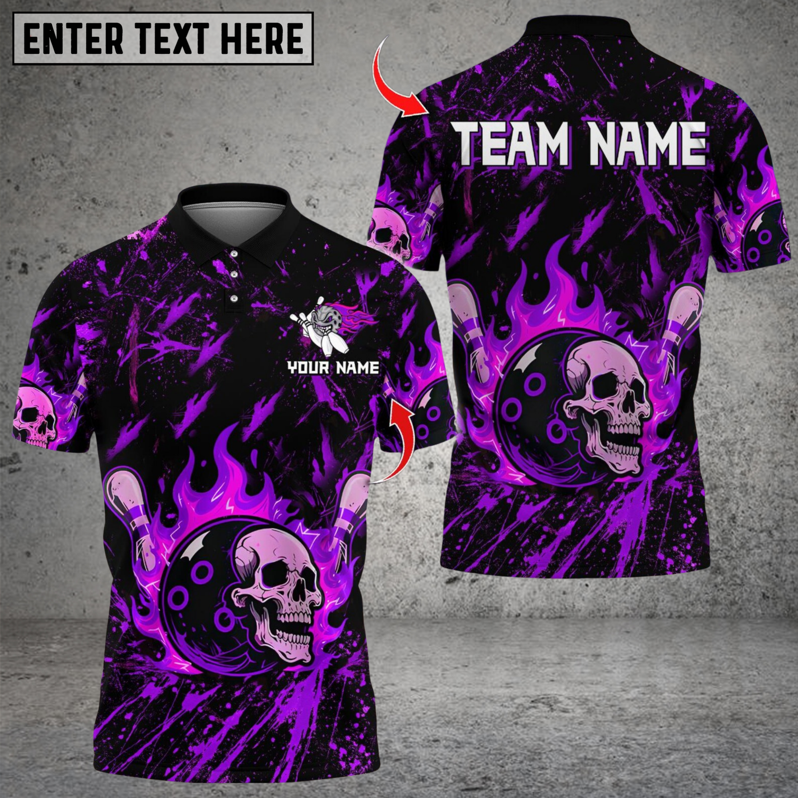 Blisscorners Bowling Flame Skull  Multicolor Customized Name, Team Name 3D Shirts