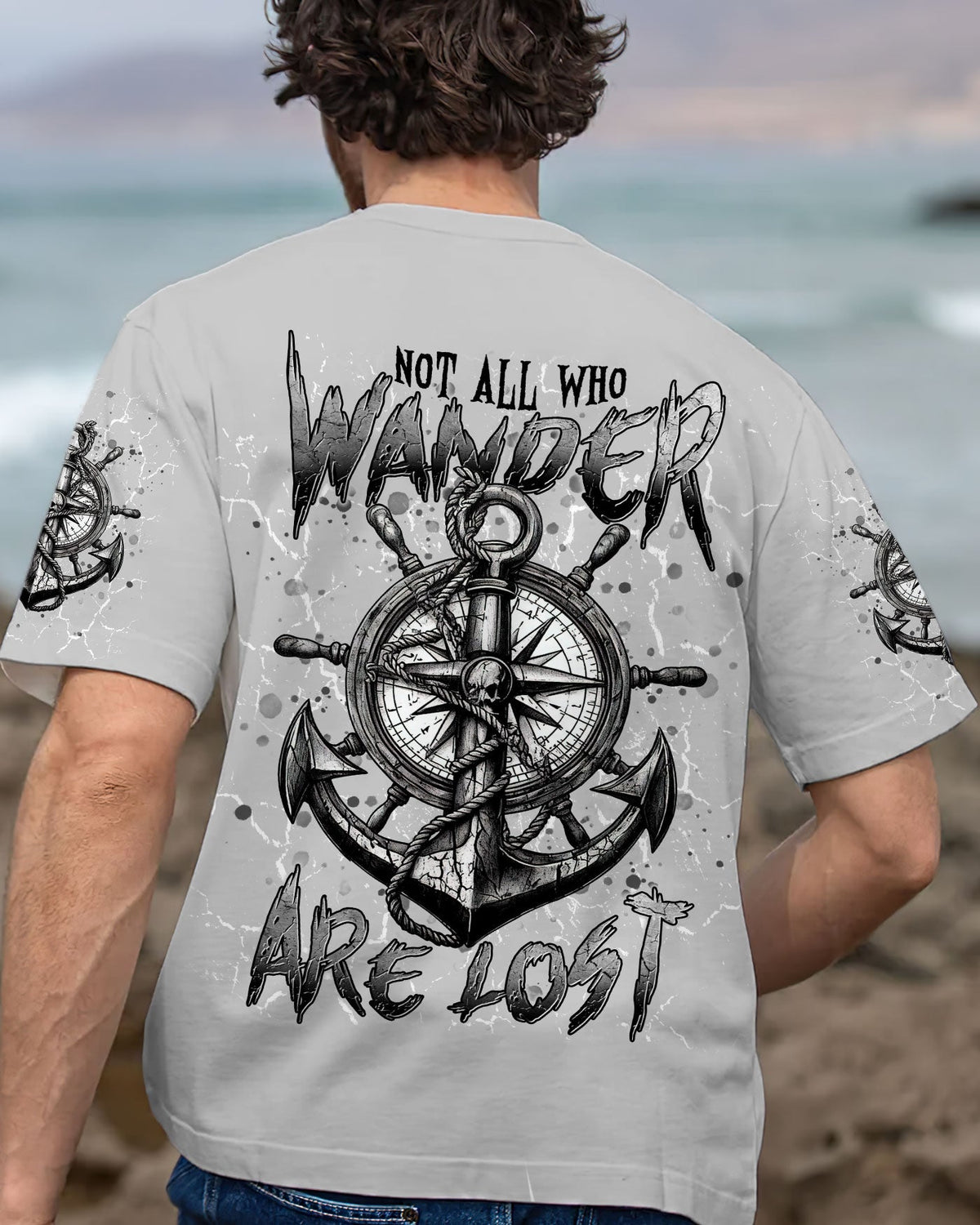 BLISSCORNERS NOT ALL WHO WANDER ARE LOST COMPASS ALL OVER PRINT
