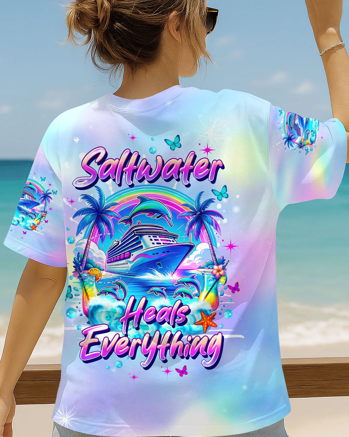 BLISSCORNERS SALTWATER HEALS EVERYTHING DOLPHIN CRUISE ALL OVER PRINT