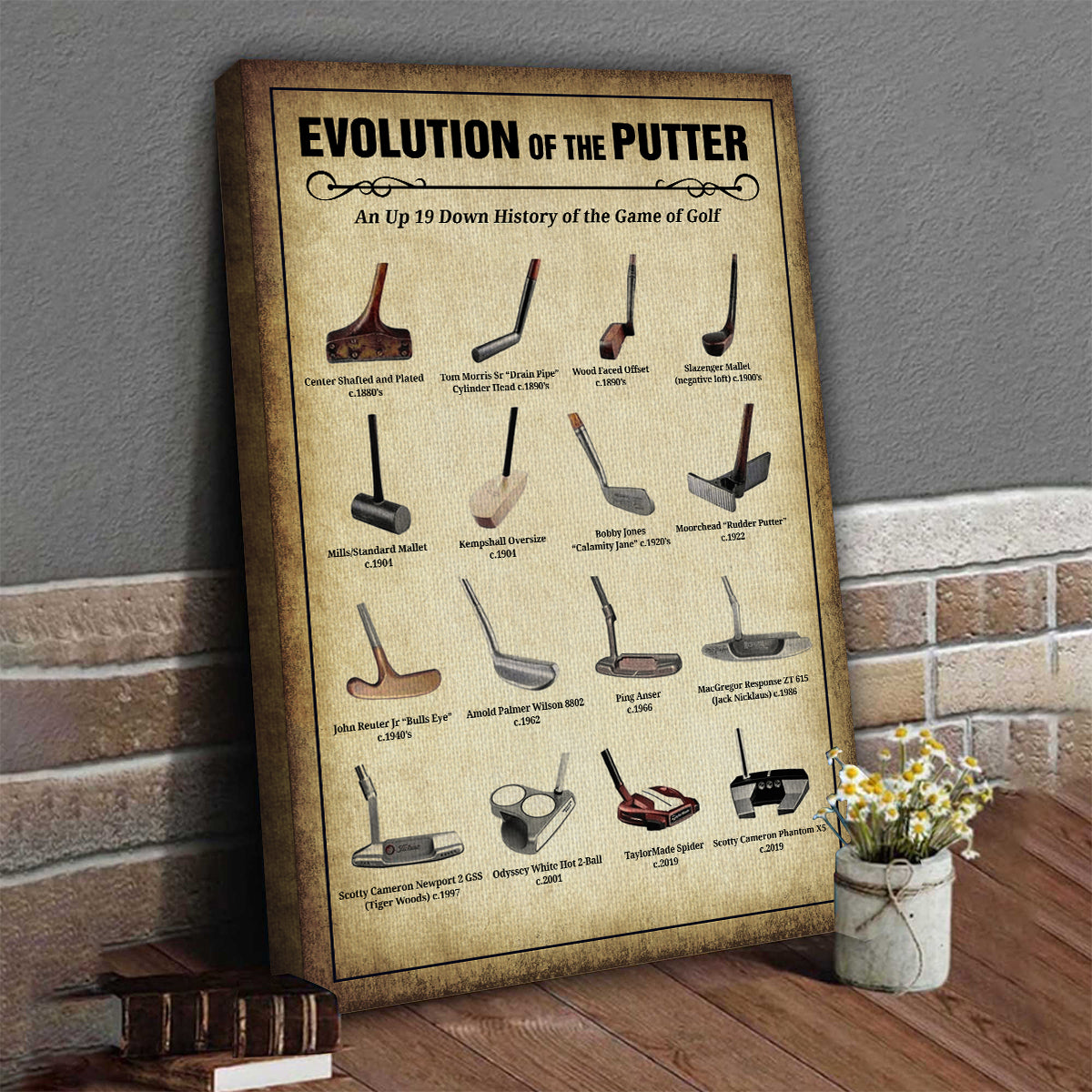 Blisscorners Evolution Of The Putter Wall Canvas Print, Golf Canvas Wall Art, Golf Wall Art, Gift For Golfer LM2611