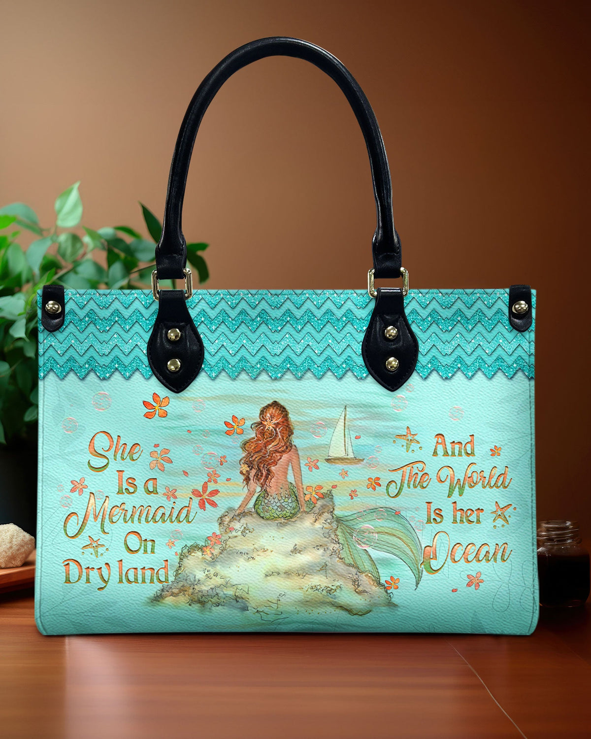 BLISSCORNERS SHE IS A MERMAID LEATHER HANDBAG