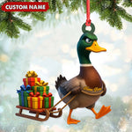 Blisscorners Funny Duck Acrylic Christmas Ornament - Mallard Pulling Gifts, Unique Christmas Gift for Hunters