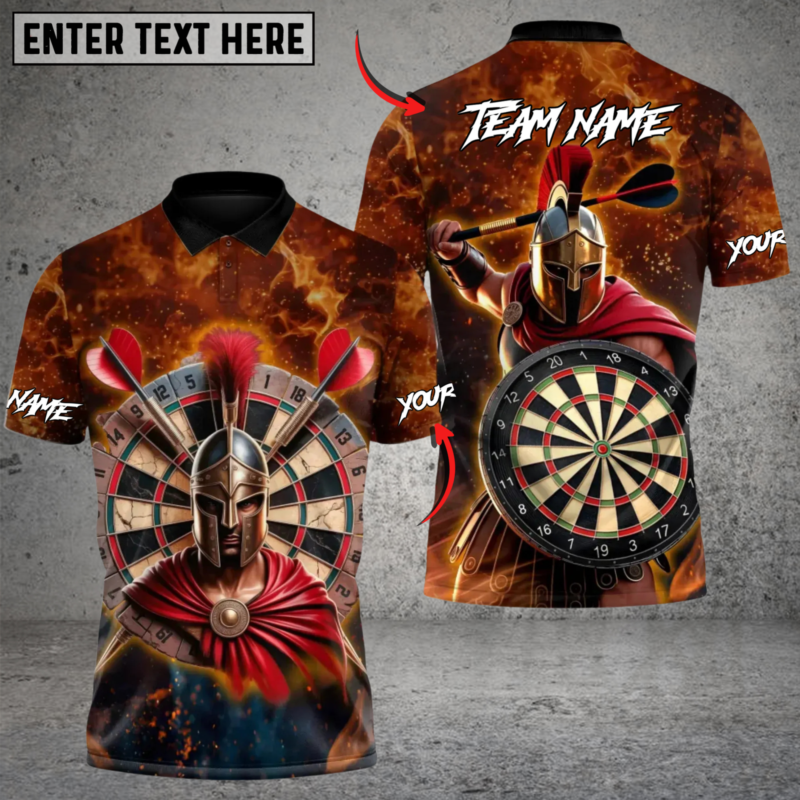 Blisscorners Spartan Darts Warrior Fury Multicolor Customized Name, Team Name 3D Shirts