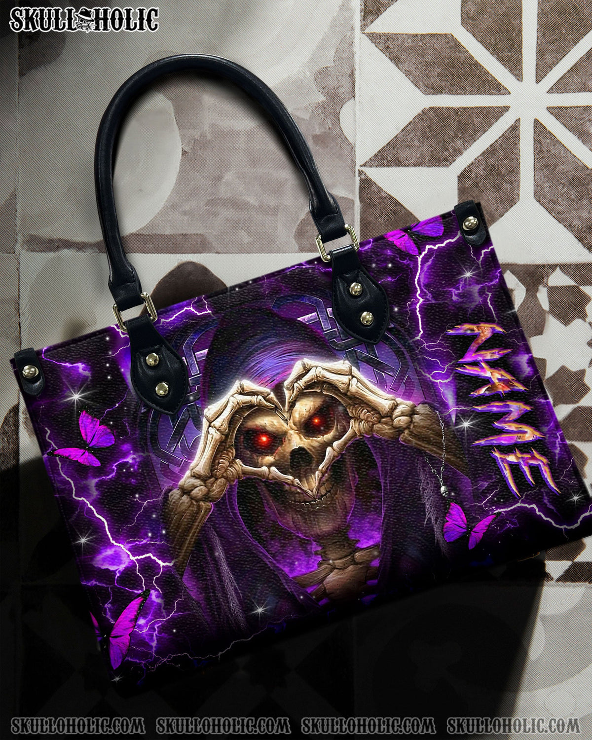 BLISSCORNERS SKULL REAPER LOVE LEATHER HANDBAG