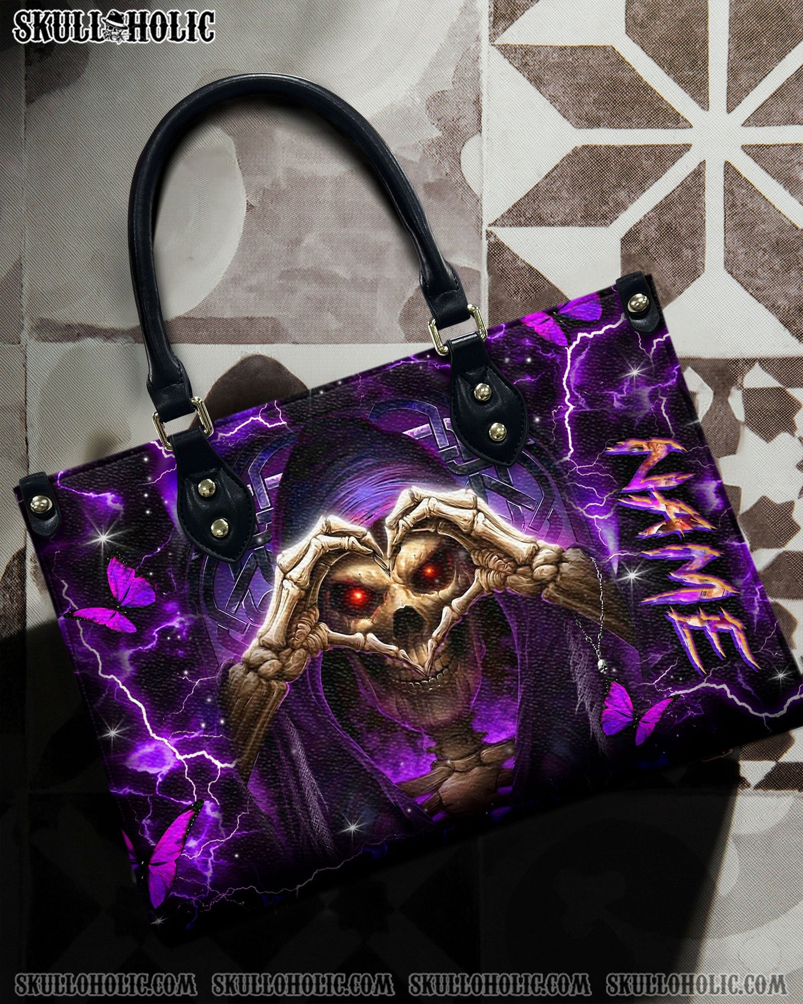 BLISSCORNERS SKULL REAPER LOVE LEATHER HANDBAG