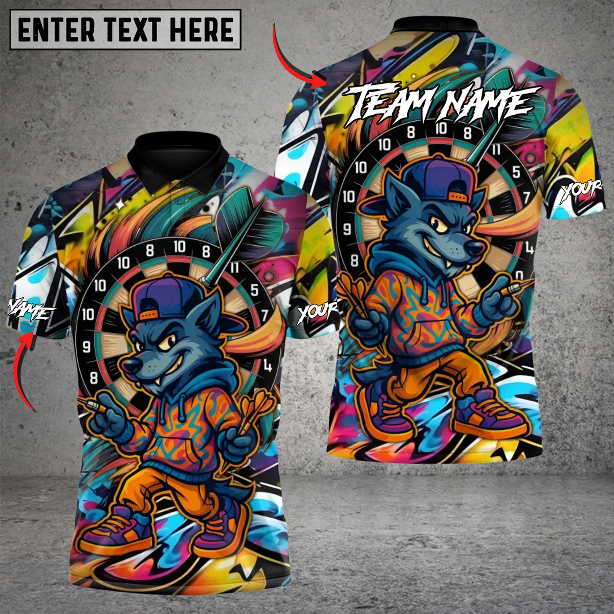 Blisscorners Street Wolf Darts Multicolor Customized Name, Team Name 3D Shirts