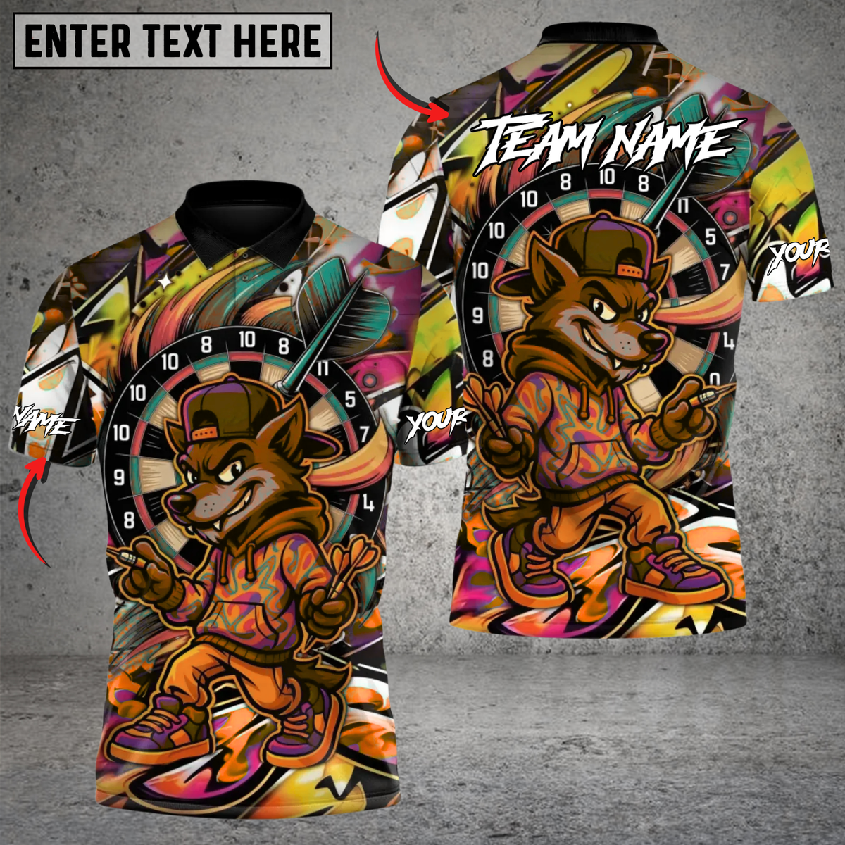 Blisscorners Street Wolf Darts Multicolor Customized Name, Team Name 3D Shirts