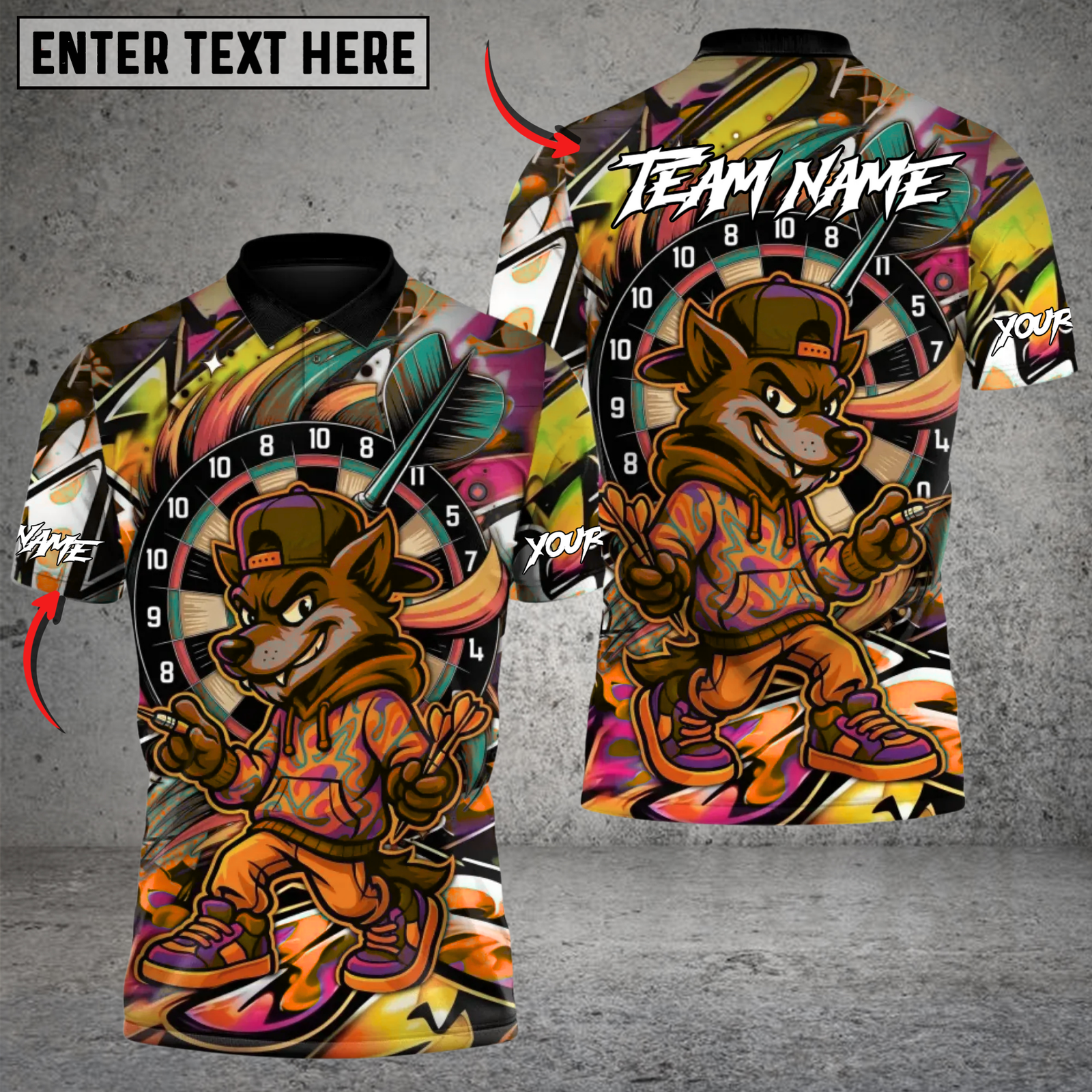 Blisscorners Street Wolf Darts Multicolor Customized Name, Team Name 3D Shirts