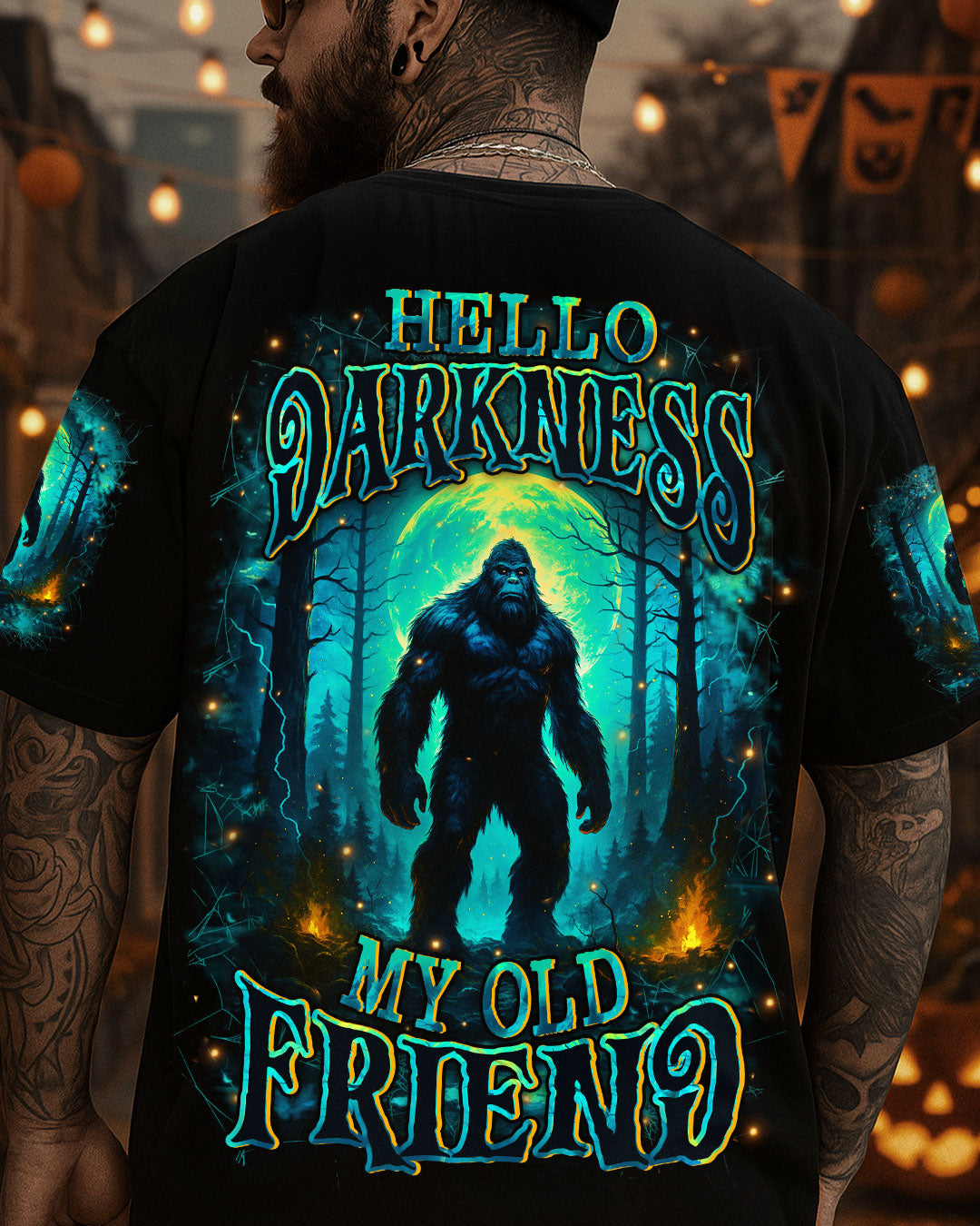 BLISSCORNERS HELLO DARKNESS MY OLD FRIEND BIGFOOT ALL OVER PRINT
