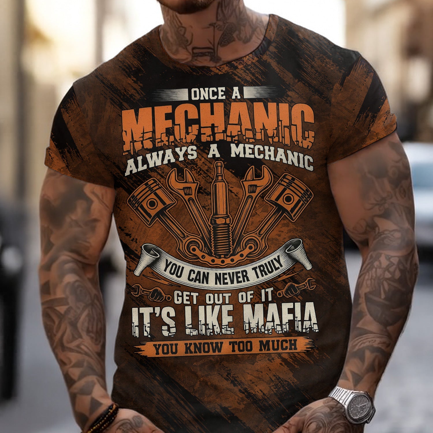 Blisscorners Once A Mechanic Always A Mechanic Shirt Funny Printed Vintage Mechanic Unisex T Shirt Mechanic Tools Design