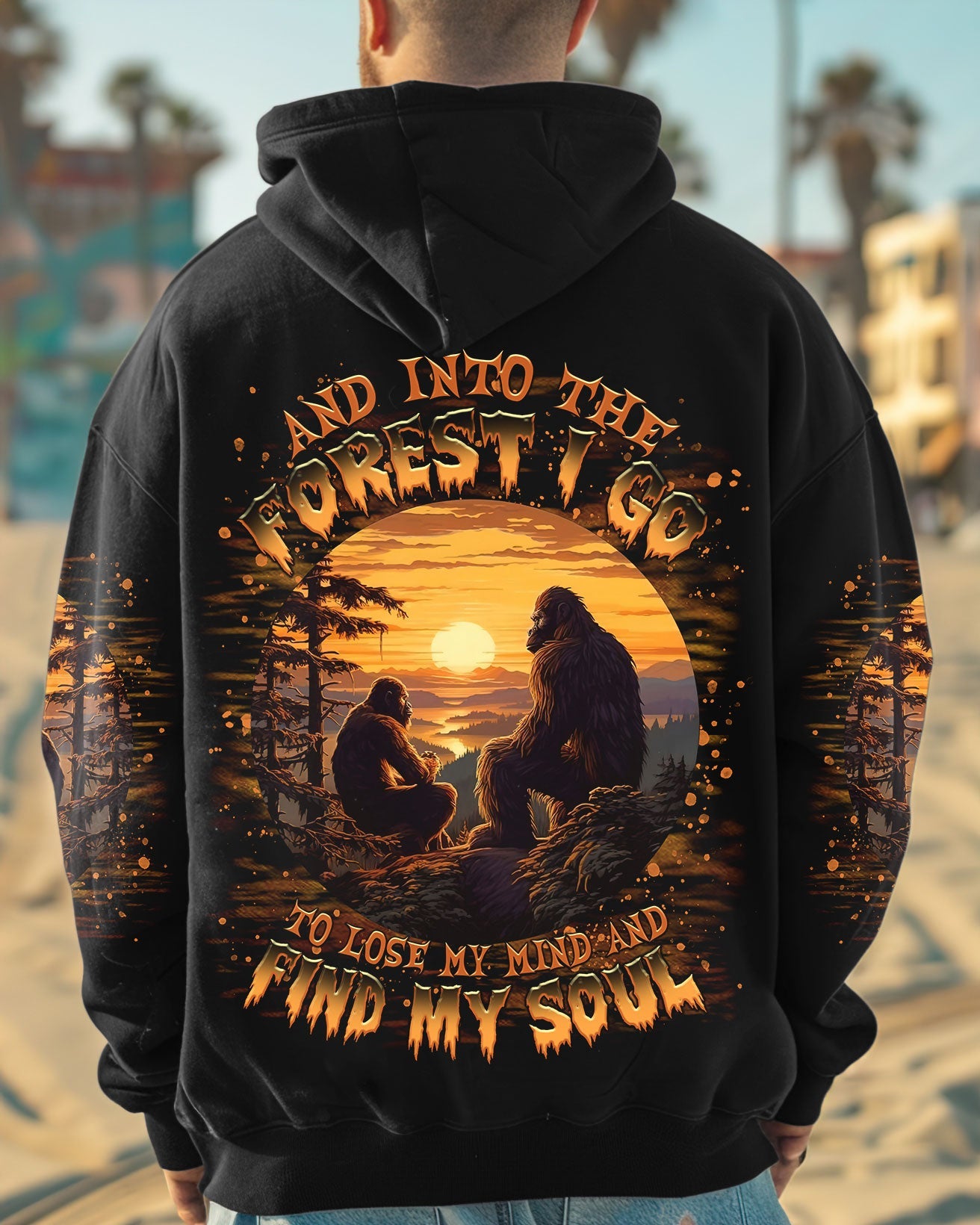 BLISSCORNERS AND INTO THE FOREST I GO BIGFOOT ALL OVER PRINT