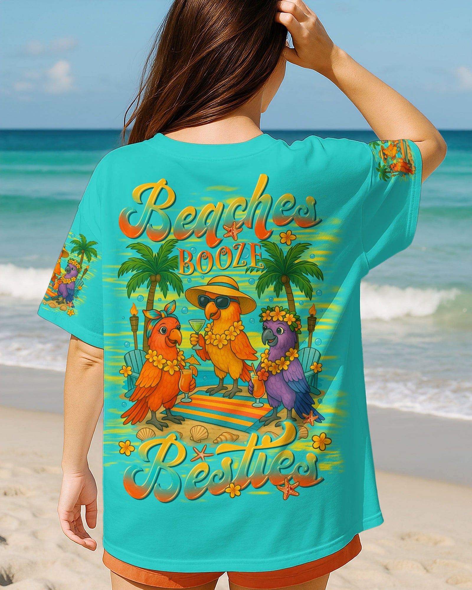 BLISSCORNERS BEACHES BOOZE BESTIES PARROT ALL OVER PRINT