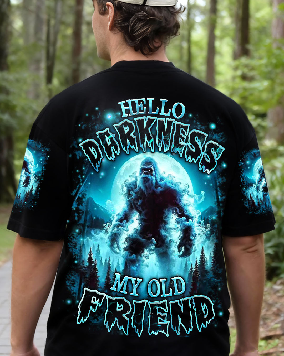 BLISSCORNERS HELLO DARKNESS MY OLD FRIEND BIGFOOT ALL OVER PRINT