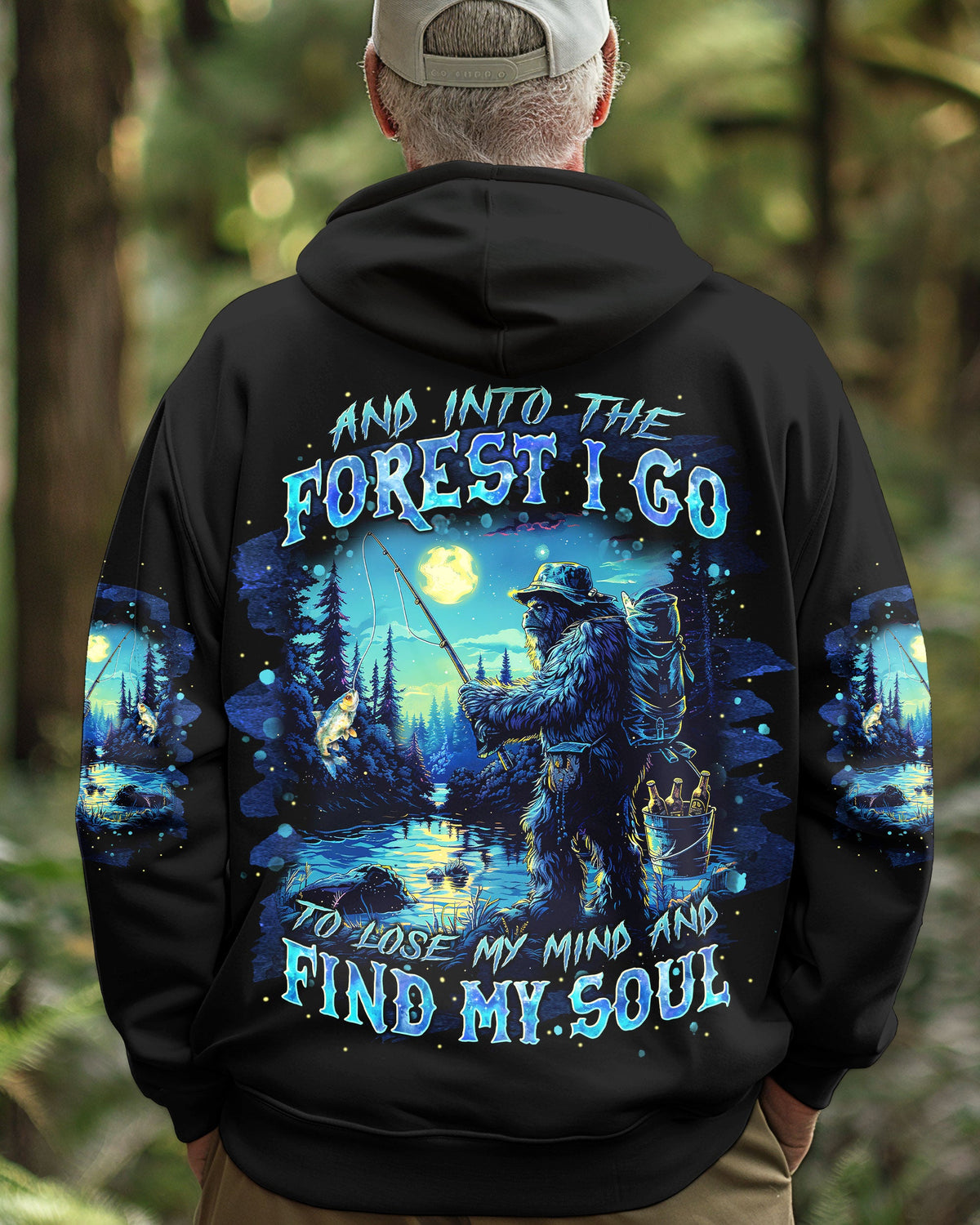 BLISSCORNERS AND INTO THE FOREST I GO BIGFOOT FISHING ALL OVER PRINT