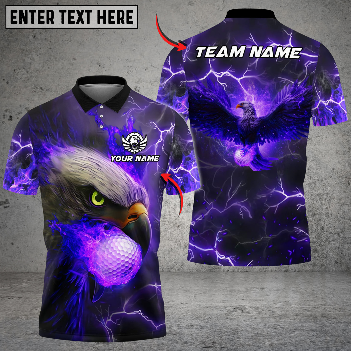 Blisscorners Flaming Eagle Golf Polo Shirt, Customized Name & Team Name 3D Shirts (4 Colors)