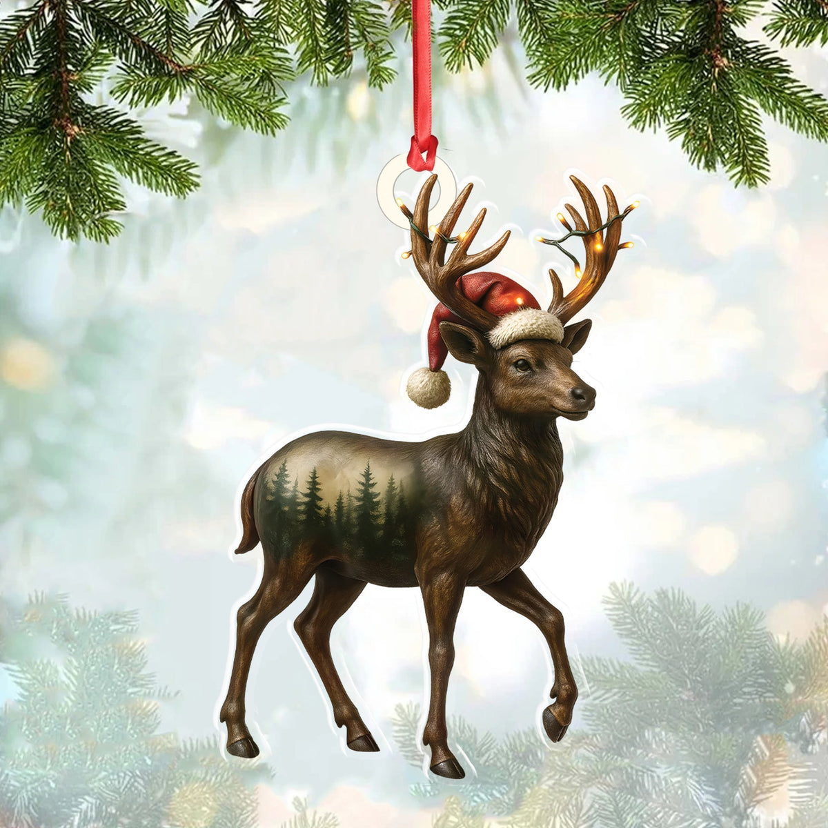 Blisscorners Rustic Deer Christmas Ornament, Woodland Reindeer Holiday Tree Decoration

 LM0411