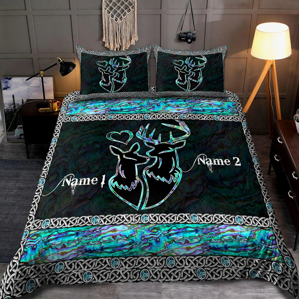 Blisscorners Personalized Couple Hunting Deer Blanket