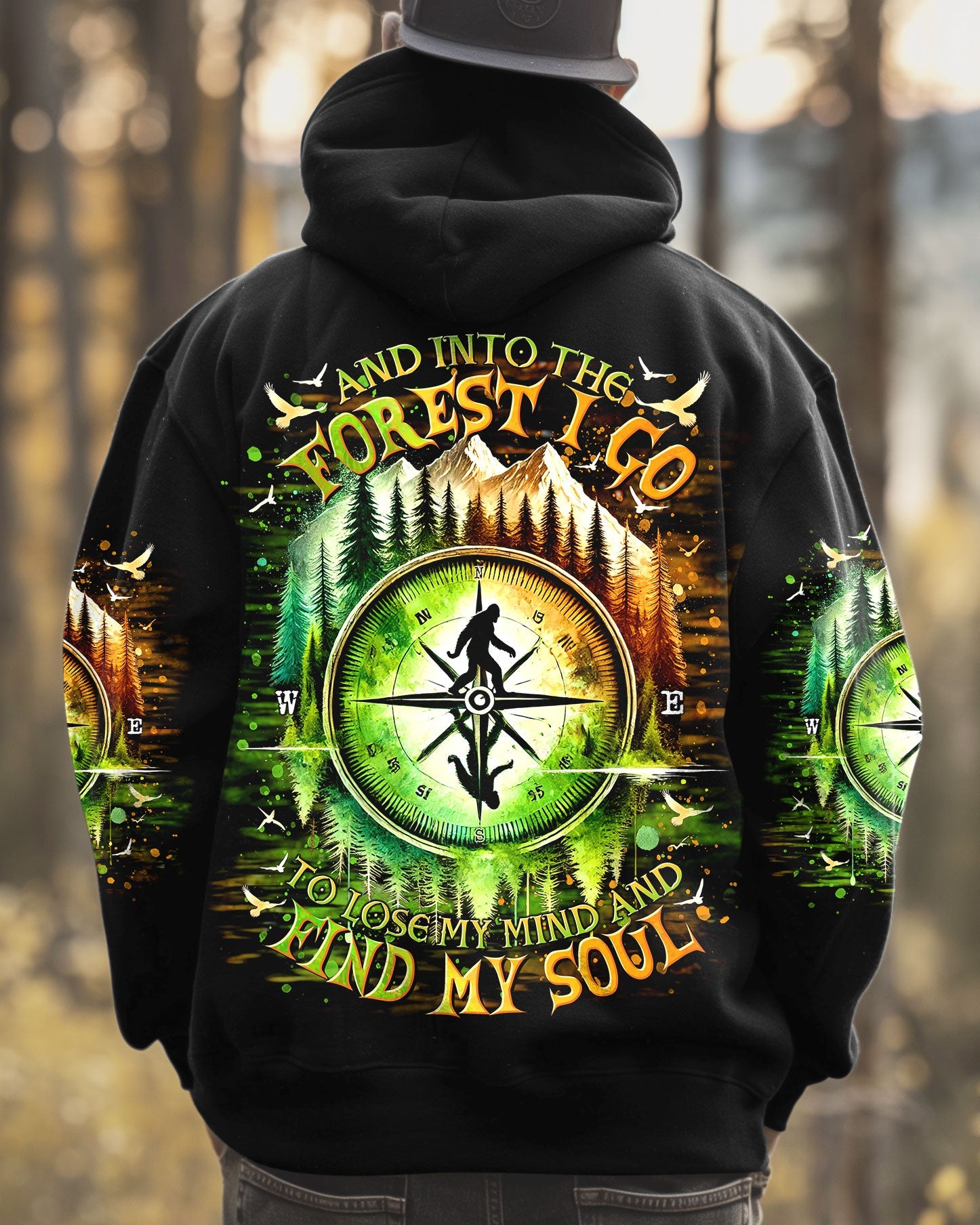 BLISSCORNERS AND INTO THE FOREST I GO BIGFOOT ALL OVER PRINT